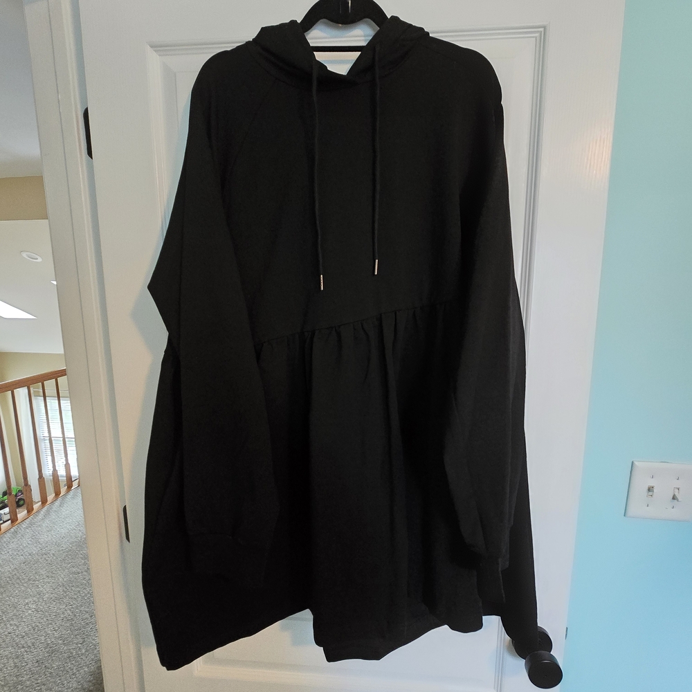 Black Oversized Hoodie Baby Doll Dress